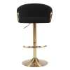 Black velvet bar stool with brass base