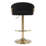 Black velvet bar stool with brass base