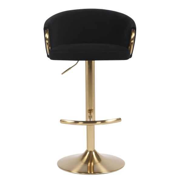 Black velvet bar stool with brass base