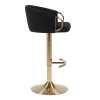 Black velvet bar stool with brass base