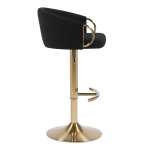 Black velvet bar stool with brass base