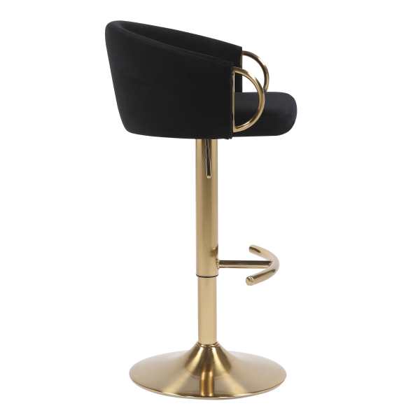 Black velvet bar stool with brass base