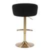 Black velvet bar stool with gold base