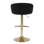 Black velvet bar stool with gold base