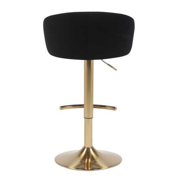 Black velvet bar stool with gold base