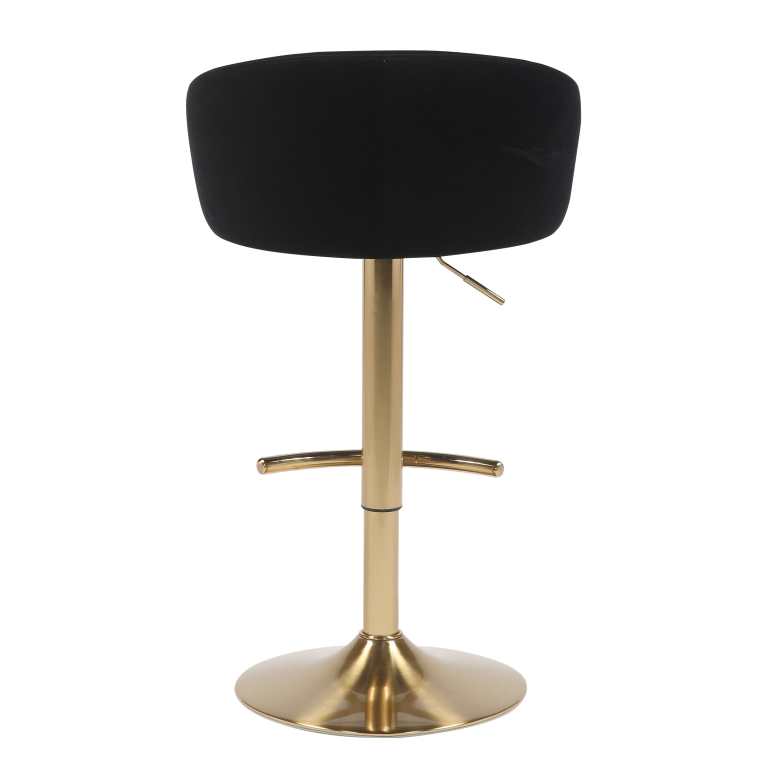 Black velvet bar stool with gold base
