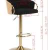 Modern bar stool with dimensions labelled in centimetres