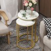 Nested marble top side tables with gold frame