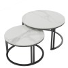Round marble nesting coffee tables with black frames