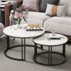 Modern nested marble coffee tables in living room
