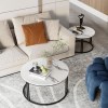 Modern living room with marble coffee table