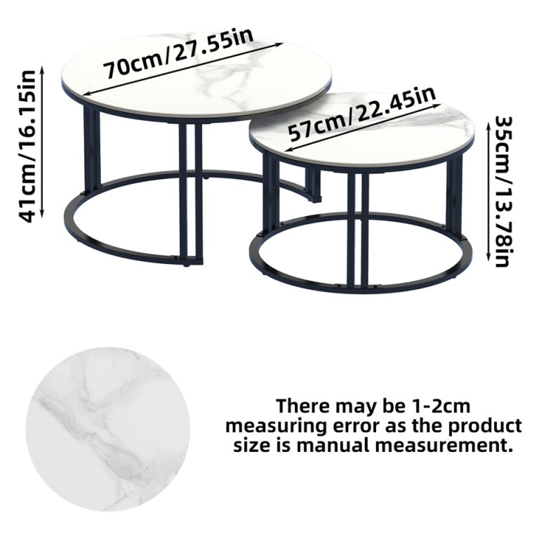 stylish round nesting coffee tables with metal frame Round nesting coffee tables with marble tops