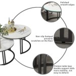 stylish round nesting coffee tables with metal frame Modern round nesting coffee tables with marble tops