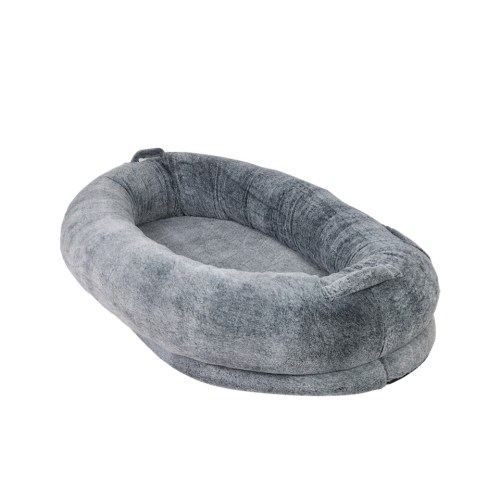 v767 p xd1267 202602160935 00.jpg Grey plush oval pet bed on white background