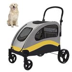 v767 p xl121 m g1 202602160935 00.jpg Grey and yellow pet stroller with golden retriever