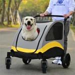 large dog stroller foldable pet pushchair with doors Labrador riding in pet stroller outdoors