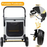 large dog stroller foldable pet pushchair with doors Portable stroller with upgraded footbrake system