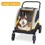 large dog stroller foldable pet pushchair with doors Husky in large pet stroller