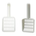 stainless steel enclosed cat litter box top exit pet toilet box w/ litter scoop White plastic cat litter scoop with slots