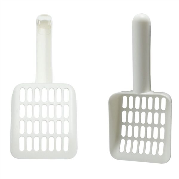 stainless steel enclosed cat litter box top exit pet toilet box w/ litter scoop White plastic cat litter scoop with slots