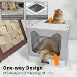 stainless steel enclosed cat litter box top exit pet toilet box w/ litter scoop Top-entry cat litter box with one-way design