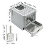 stainless steel enclosed cat litter box top exit pet toilet box w/ litter scoop Enclosed cat litter box with dimensions and scoop