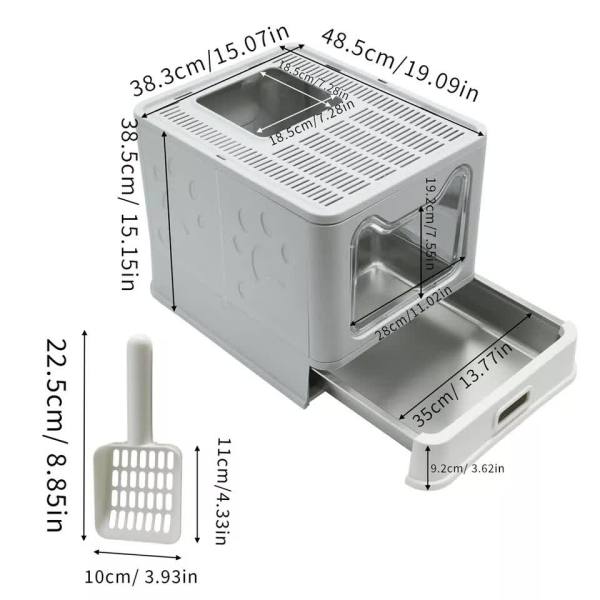 stainless steel enclosed cat litter box top exit pet toilet box w/ litter scoop Enclosed cat litter box with dimensions and scoop
