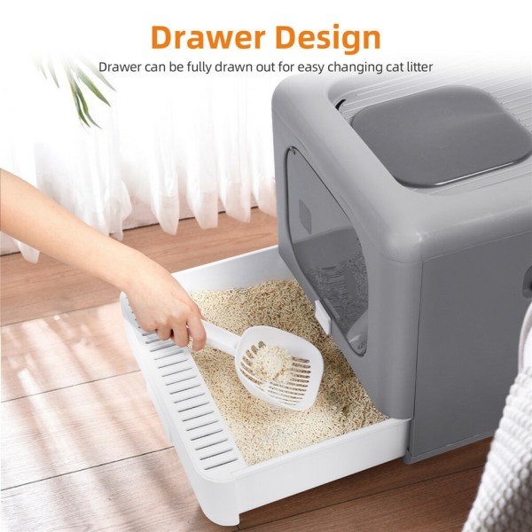 Pull-out drawer cat litter box design