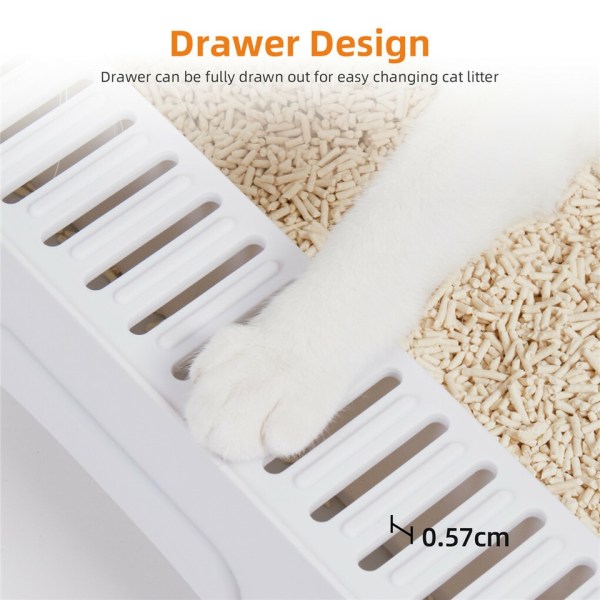 Cat paw on slotted litter box drawer