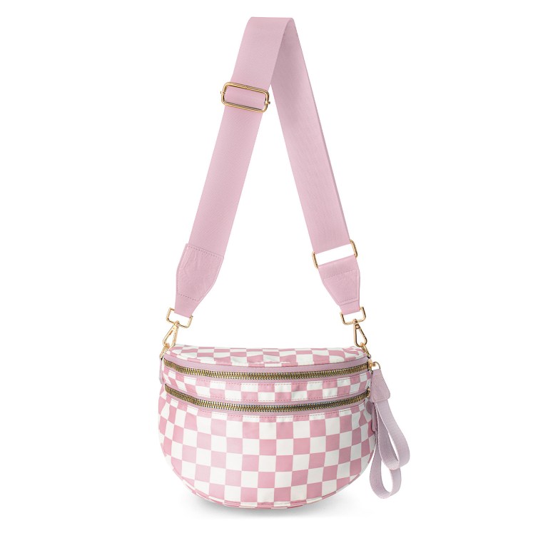 v888 elosung25400 202504281537 00.jpg Pink checkerboard crossbody bag with wide strap