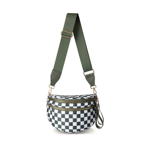 v888 elosung25401 202504281538 00.jpg Green and white checkered crossbody bag with strap