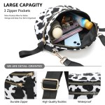 Cow-print crossbody bag with large storage capacity