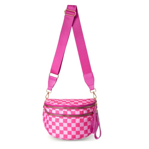 v888 elosung25404 202504281540 00.jpg Pink checkerboard crossbody bag with wide strap