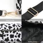 Cow print bag with gold hardware details
