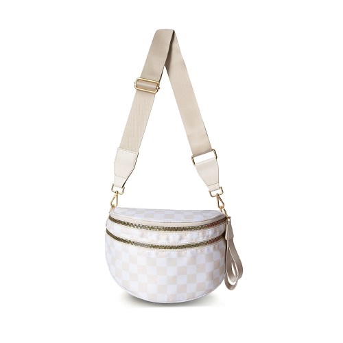 v888 elosung25405 202504281541 00.jpg Cream checkered crossbody bag with wide adjustable strap
