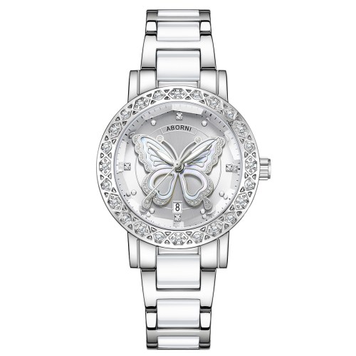 v888 elosung26277 202504211146 00.jpg Silver butterfly dial watch with crystal bezel
