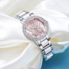 Silver butterfly watch with pink dial and crystals