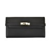 Black leather wallet with gold clasp