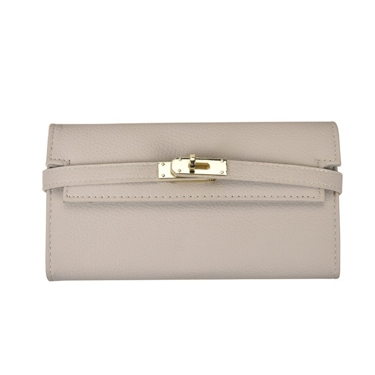 v888 elosung27152 202504281545 00.jpg Beige leather clutch wallet with gold clasp