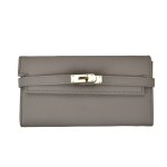 Grey leather wallet with gold clasp