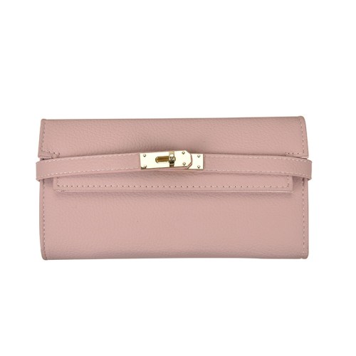 Blush pink leather clutch with gold clasp