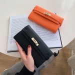 pink elegant women's turn lock long wallet black pu leather clutch purse with card slots & zipper pocket Black and orange leather wallets on open book