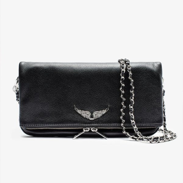 v888 elosung29125 202505231311 00.jpg Black leather clutch with silver chain strap