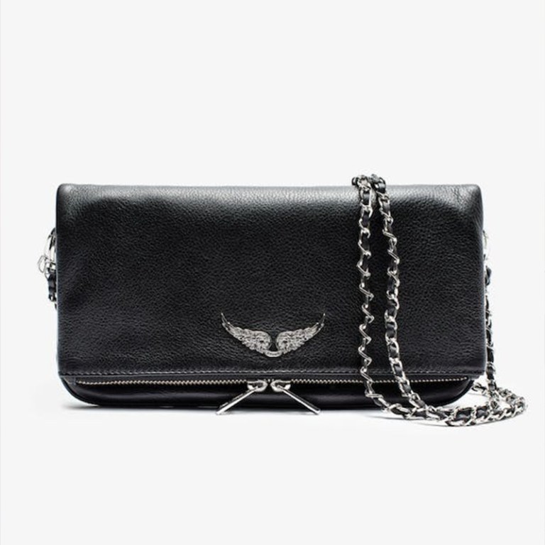 v888 elosung29125 202505231311 00.jpg Black leather clutch with silver chain strap