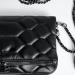 chic quilted leather crossbody bag with chain strap & tassel detail(black without tassels) Black quilted leather handbag with chain strap