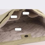 khaki chic lightweight nylon drawstring tote bag multi pocket casual shoulder & crossbody Inside view of handbag with branded lining