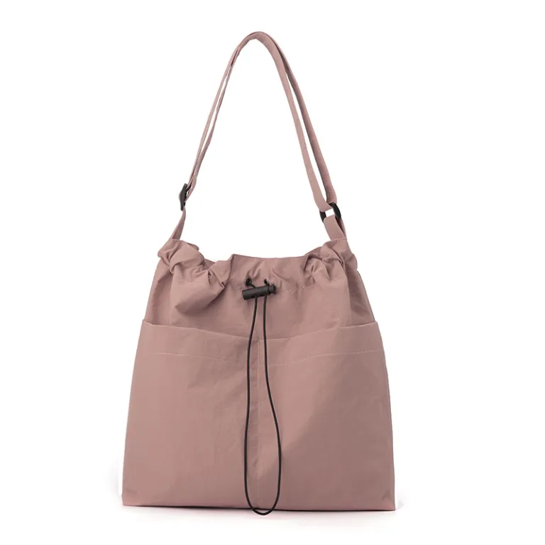 Dusty pink drawstring shoulder bag