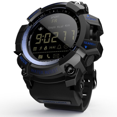 Rugged black digital sports watch with large display