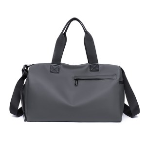 Grey duffel bag with shoulder strap