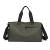 Olive green duffel bag with black straps